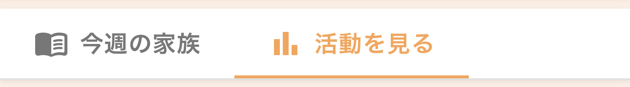 「知る」の上部タブで「活動を見る」が選ばれている様子（今週の家族／活動を見る）