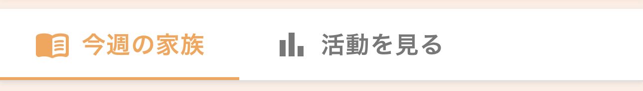 「知る」の上部タブで「今週の家族」が選ばれている様子（今週の家族／活動を見る）